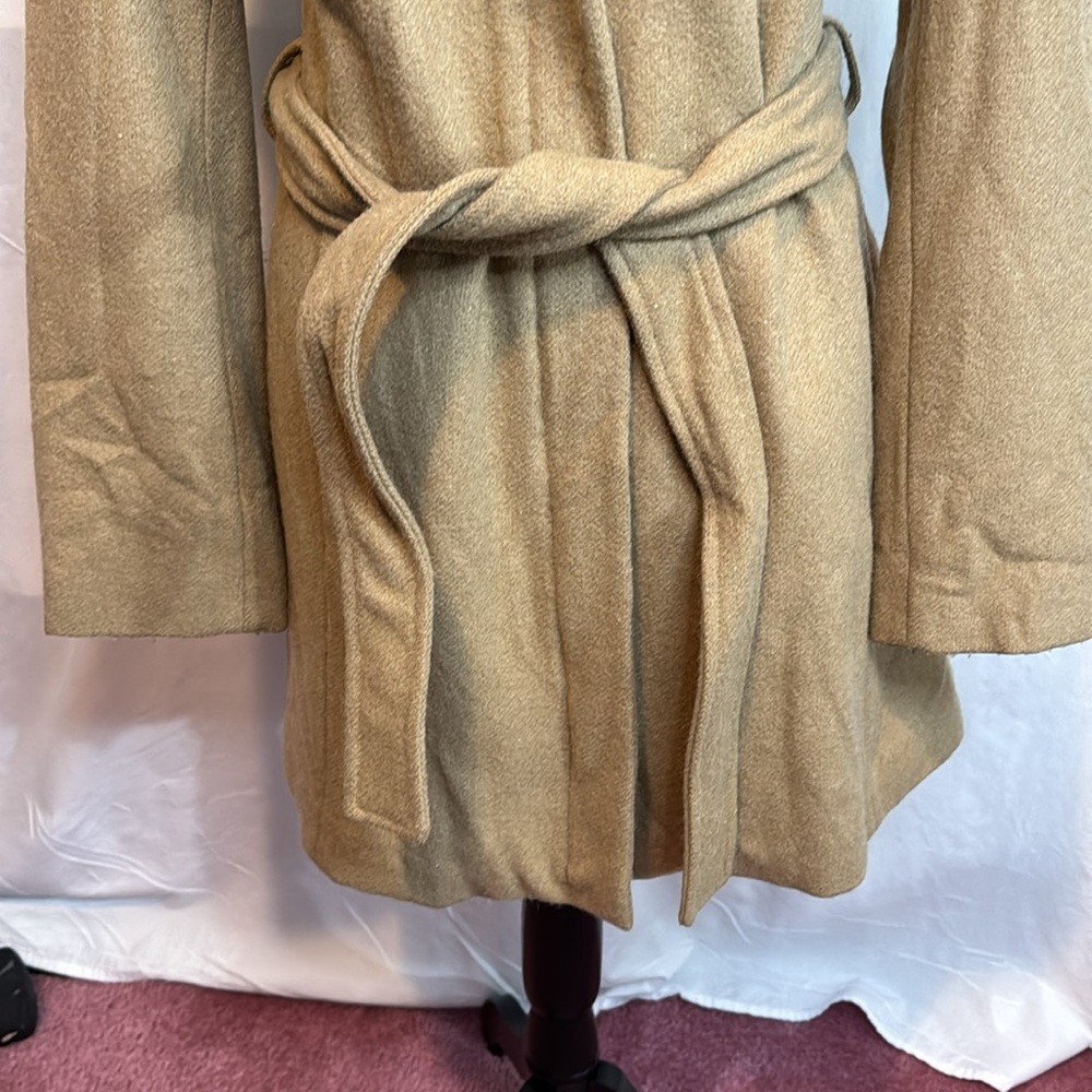 Women's Tan Belted Coat - Picture 5 of 12